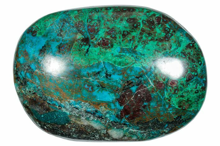 Polished Chrysocolla and Malachite Palm Stone - Peru #258693